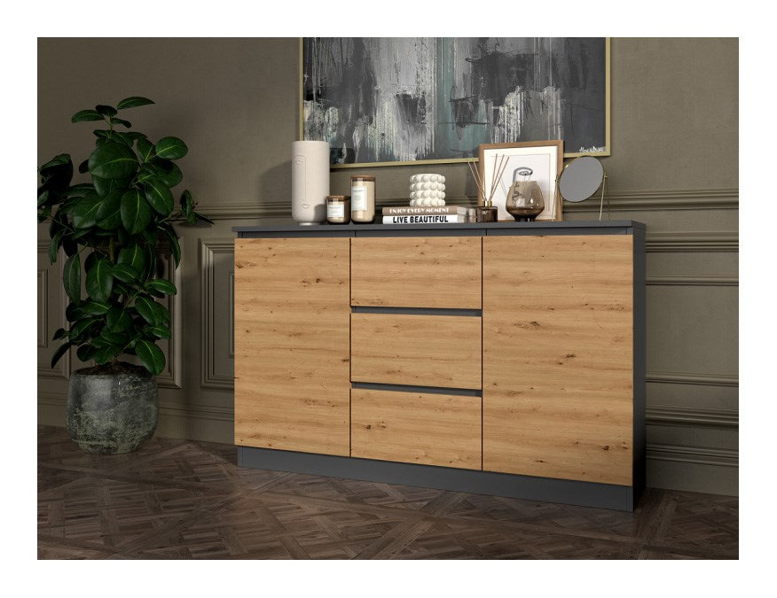 2D3S chest of drawers 120x30x75 cm, anthracite/artisan