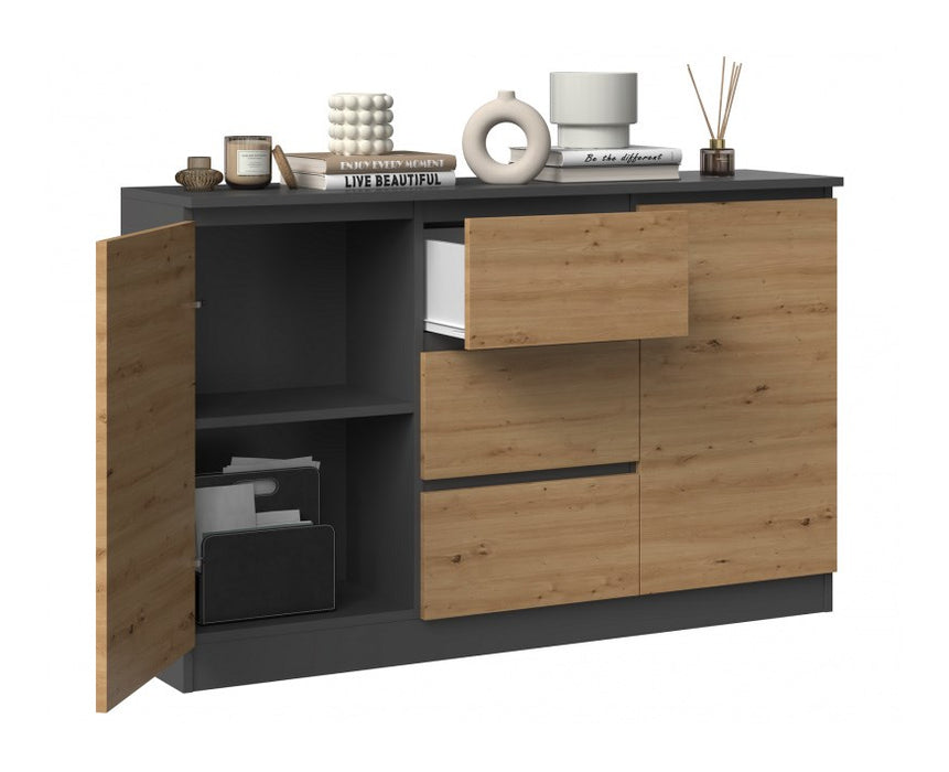 2D3S chest of drawers 120x30x75 cm, anthracite/artisan