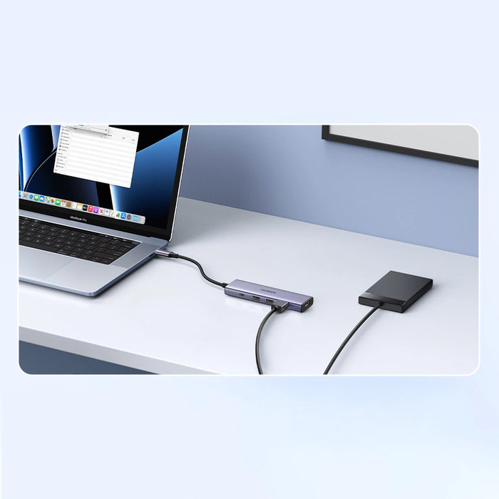 Multifunctional HUB 5in1 USB-C - HDMI 1.4 / 3 x USB-A / USB-C PD 100W Ugreen CM511 - gray
