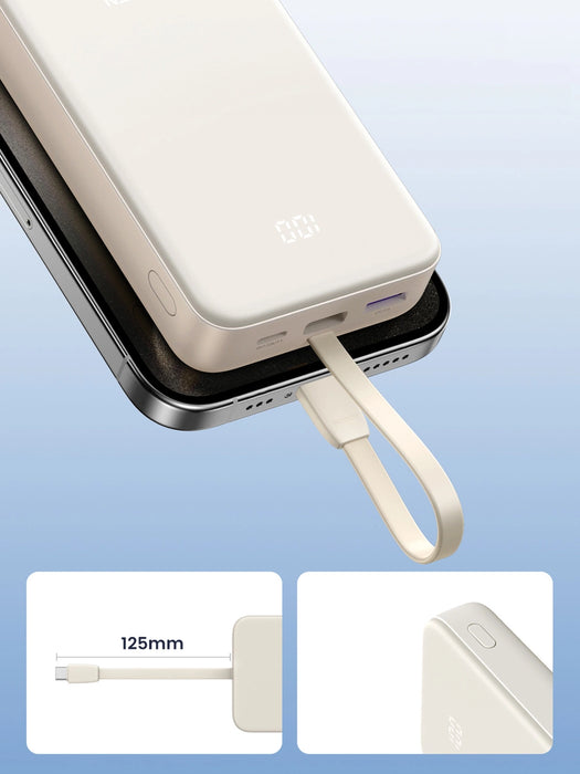 Ugreen PB505 Powerbank 20000mAh 22.5W USB-C USB-A Built-in USB-C Cable - White