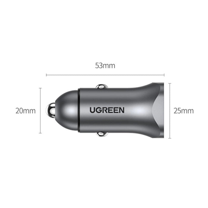 Ugreen Car Charger USB Type C / USB 24W Power Delivery Quick Charge Gray (30780)