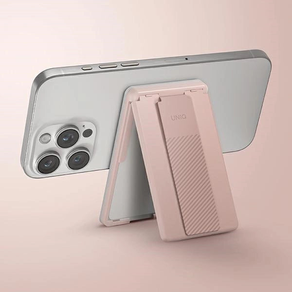 Uniq Heldro ID magnetic wallet with support and wristband - pink