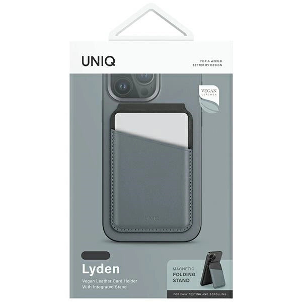 Uniq Lyden DS magnetic RFID wallet with phone stand - blue and black