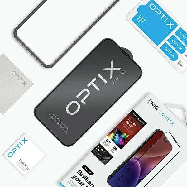 Uniq Optix Vivid glass for iPhone 15 Pro with applicator