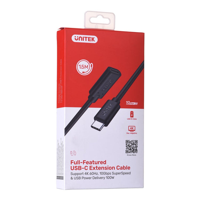 UNITEK C14086BK-1.5M USB cable USB 3.2 Gen 2 (3.1 Gen 2) USB C Black