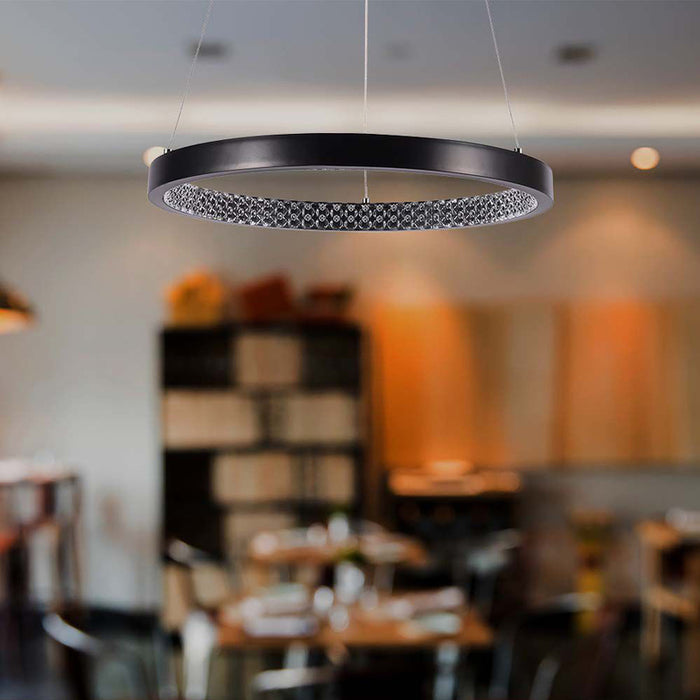 LED PENDANT 19W 4000K 40CM CRYSTAL BLACK V-TAC