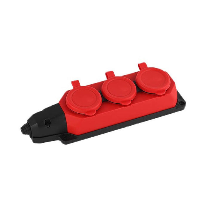 3-SOCKET PULLEY, RUBBERIZED IP44 RED VITO