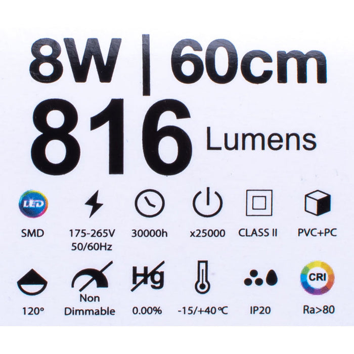 LED LINE FLUMINUM 8W 4000K 57CM WITH KEY AND CABLE WITH PLUG VITO LEDLINE-P