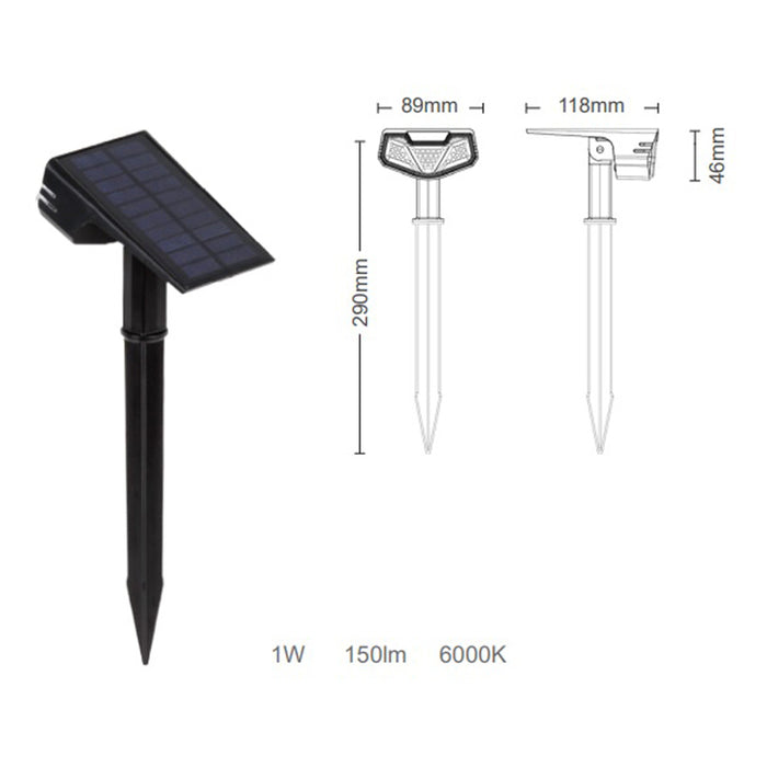 SOLAR LED PEG DIRECTED 1W 6000K IP44 1.5AH VITO SOLUX-S
