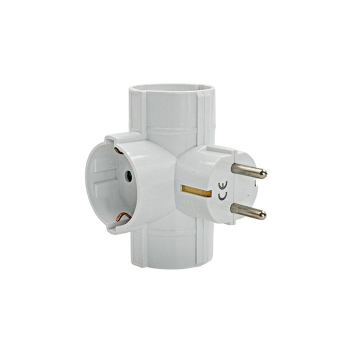 ADAPTER 3 SOCKETS T-SHAPED WITH CHILD PROTECTION WHITE VITO TRIPLO