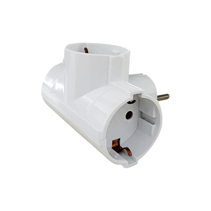 ADAPTER 3 SOCKETS T-SHAPED WITH CHILD PROTECTION WHITE VITO TRIPLO