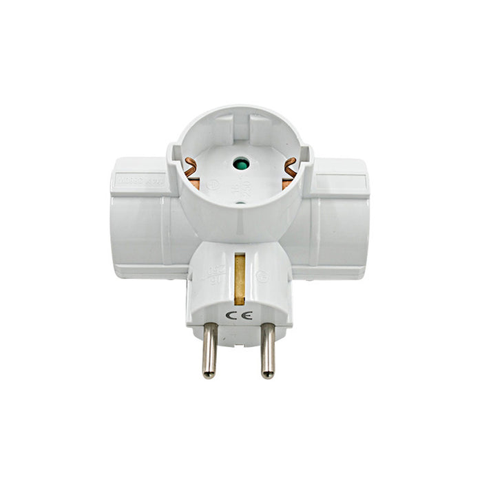 ADAPTER 3 SOCKETS T-SHAPED WITH CHILD PROTECTION WHITE VITO TRIPLO