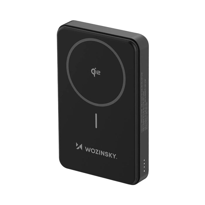 Powerbank Wozinsky WLWP-10KA0Y3S 22.5W PD Qi2 10000 mAh, with stand, 1x USB-A, 1x USB-C - black