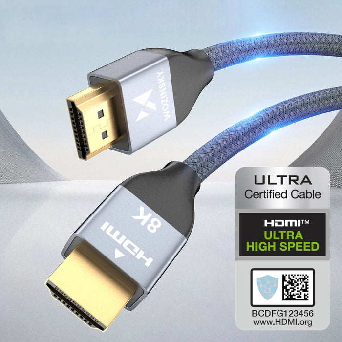 Wozinsky cable HDMI 2.1 8K 60 Hz 48 Gbps / 4K 120 Hz / 2K 144 Hz 5 m Silver (WHDMI-50)