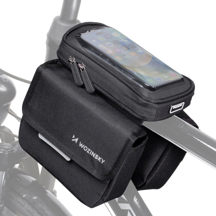 Wozinsky frame bike bag bicycle pannier waterproof phone case 1.5l black (WBB26BK)