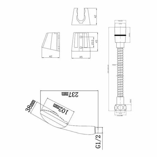 A shower head with a hose to direct the flow Rousseau Stop’o 2 m 3 Positions - Баня<<<Дом Градина<<<BigBuy&&&Аксесоари