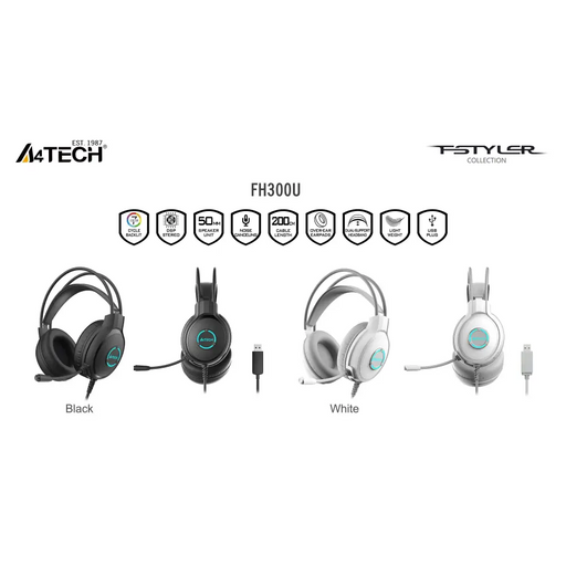 A4tech Fstyler FH300U Headphones with microphone USB Noice Cancelling white - Слушалки<<<Компютърна