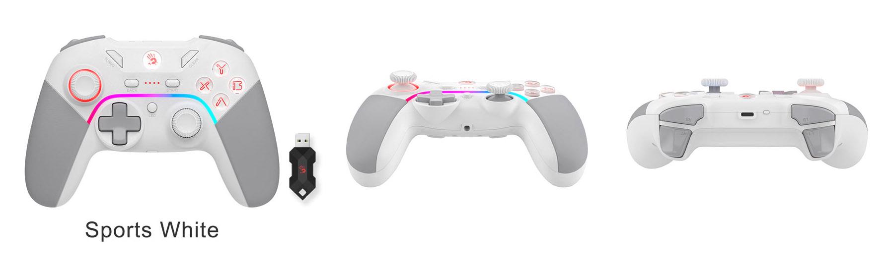 A4tech Bloody GPW70 Gaming Controller, Wired and Wireless, RGB, White