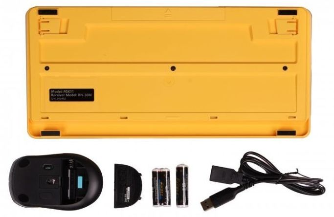 A4TECH Fstyler FG1110 Keyboard and Mouse Set, Wireless, Black/Yellow