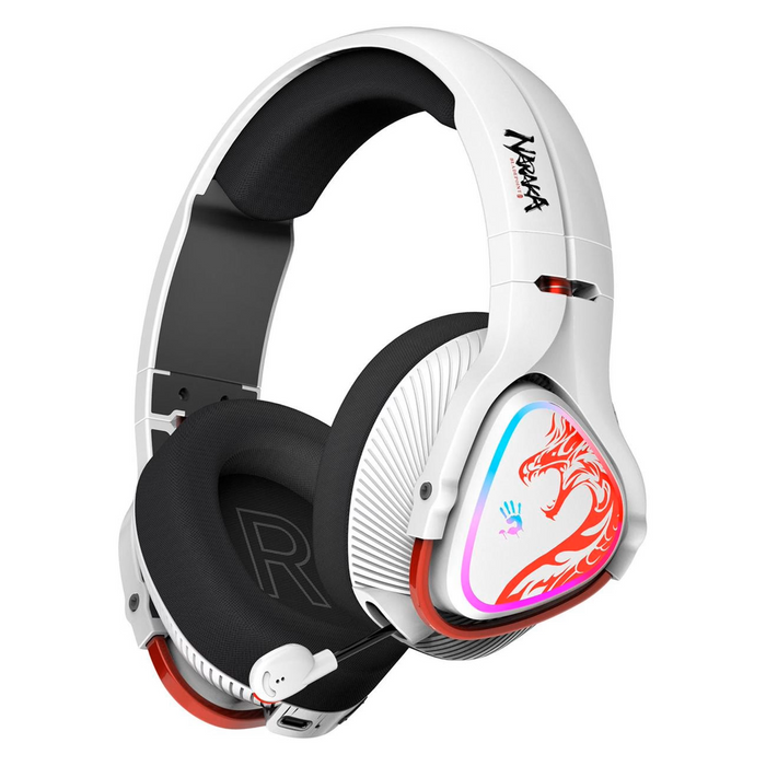Gaming headphones A4TECH Bloody MR720 Naraka, RGB, Bluetooth + USB, White