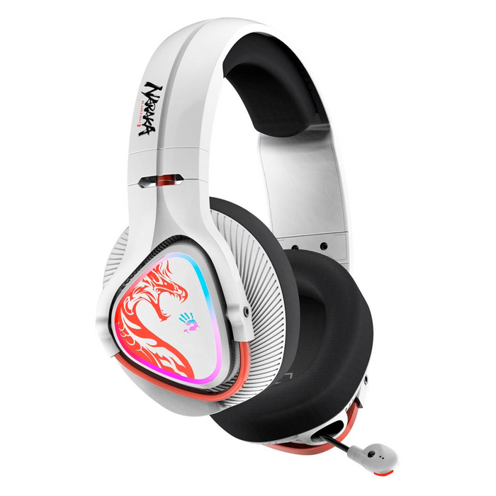 Gaming headphones A4TECH Bloody MR720 Naraka, RGB, Bluetooth + USB, White