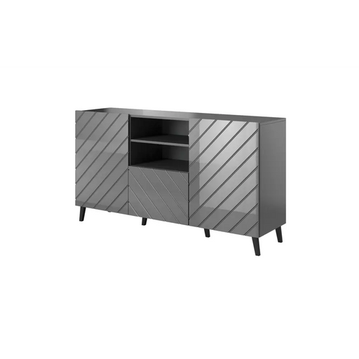 ABETO chest of drawers 150x42x82 graphite/gloss - Chests of drawers made of furniture