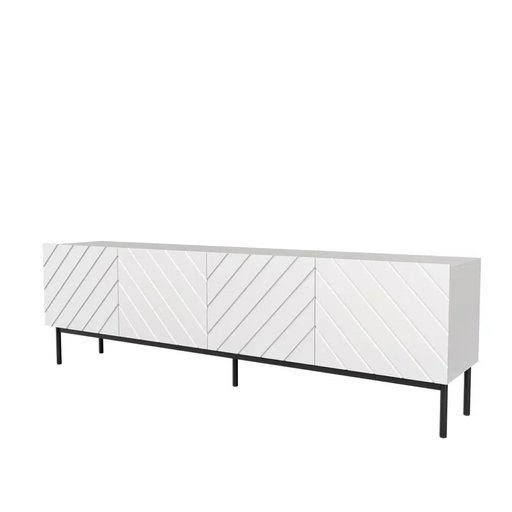 ABETO RTV cabinet on black steel frame 200x42x60 white/gloss white - TV cabinets made of furniture boardSTV-ZPM<<<TV