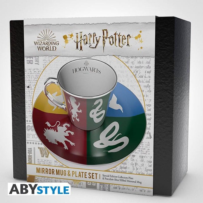 Set ABYSTYLE HARRY POTTER Mirror mug & plate set Sorted, Cup, Coaster with emblems