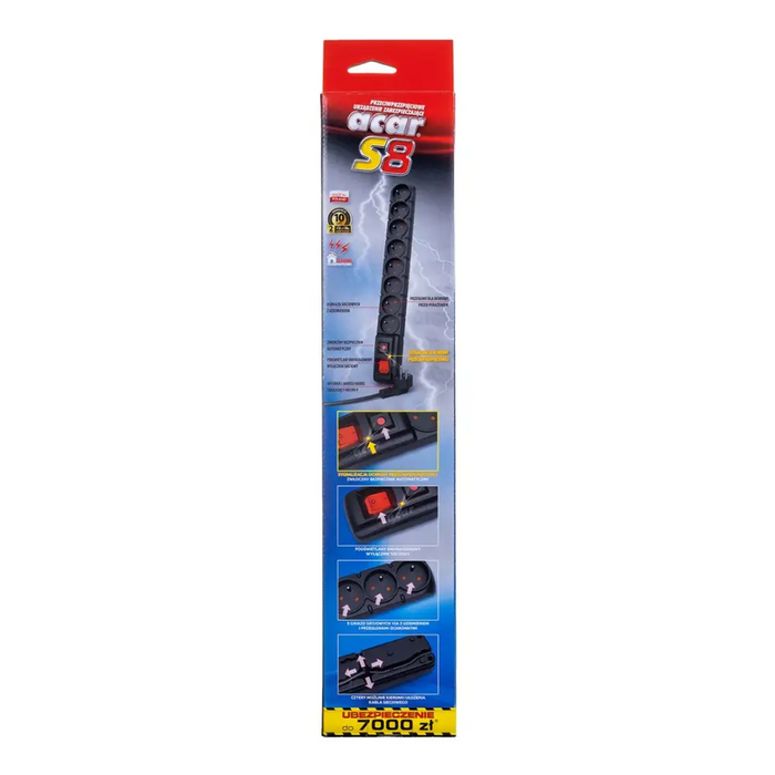 ACAR S8 power extension 1.5 m 8 AC outlet(s) Indoor Black - Power stripsLIP-LIS<<<Slats and extension