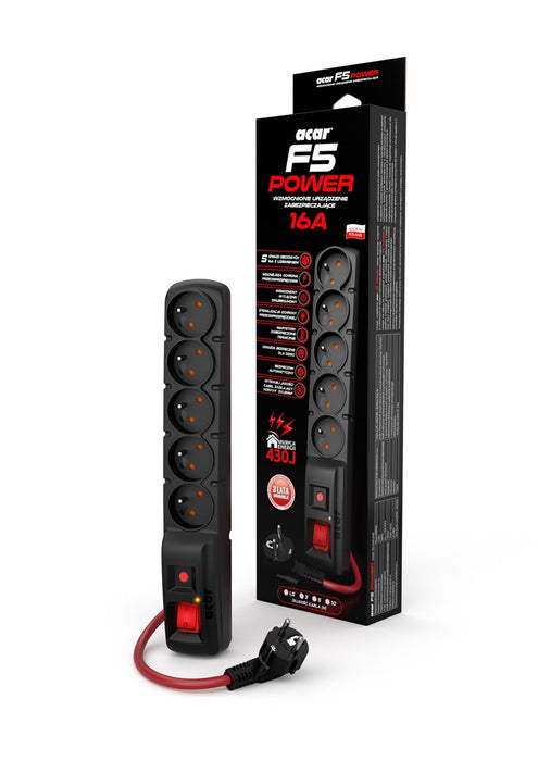 Acar F5 Power strip 16A (1,5m; black)