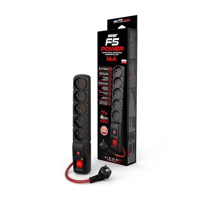 Power Socket - 5 sockets with Switch Acar W2389 (1,5 m)