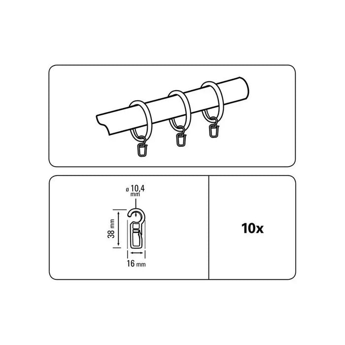 ACCESSORY HOOK GARDINIA LUGANO TRANSPARENT 10 PCS. - Аксесоари за корнизи<<<Корнизи щори и пердета<<<Мебели и