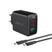 Acefast 2in1 wall charger 2x USB-C / USB-A 65W PD QC 3.0 AFC FCP (set with USB-C 1.2m cable) black (A13 black) - Cell
