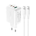 Acefast 2in1 wall charger 2x USB-C / USB-A 65W PD QC 3.0 AFC FCP (set with USB-C 1.2m cable) white (A13 white) - Cell