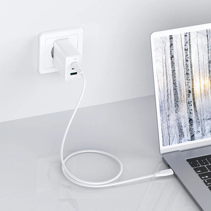 Acefast 2in1 wall charger 2x USB-C / USB-A 65W PD QC 3.0 AFC FCP (set with USB-C 1.2m cable) white (A13 white) - Cell
