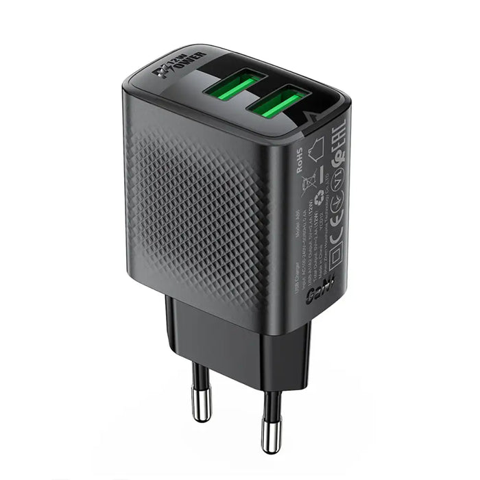 Acefast A86 mains charger 2x USB-A 12W - black - Cell phone USB charger<<<HurtelXML