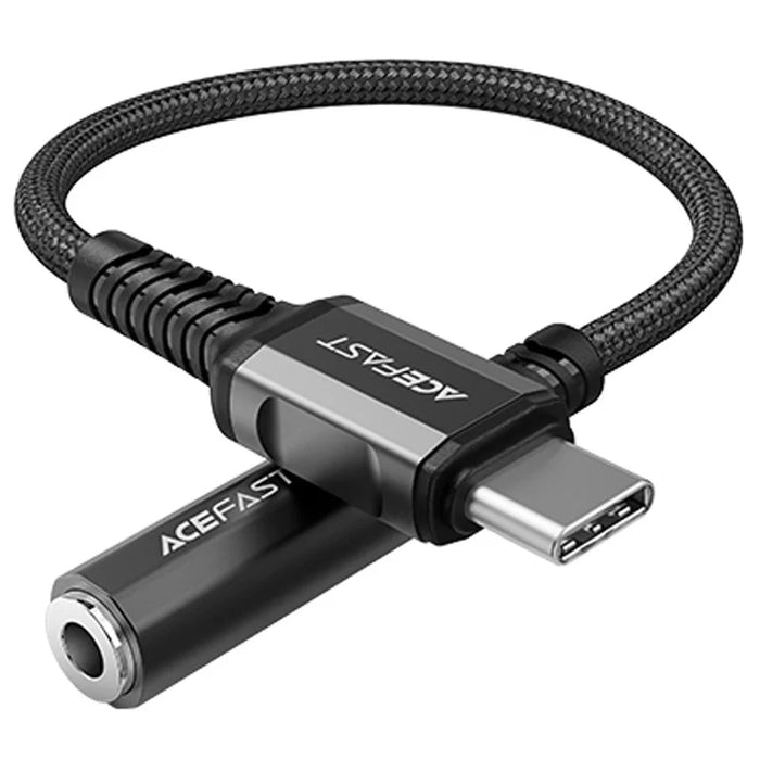 Acefast audio cable USB Type C - 3.5mm mini jack (female) 18cm DAC AUX black (C1-07 black) - Audio adapters<<<HurtelXML
