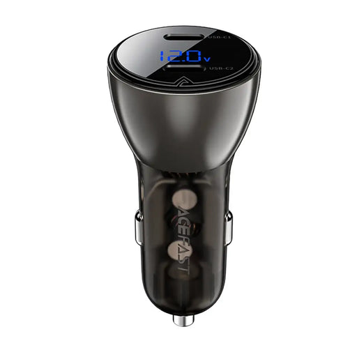 Acefast B10 60W Car Charger (2x USB-C) with Display and Metal Housing - Black - Cell phone USB charger<<<HurtelXML