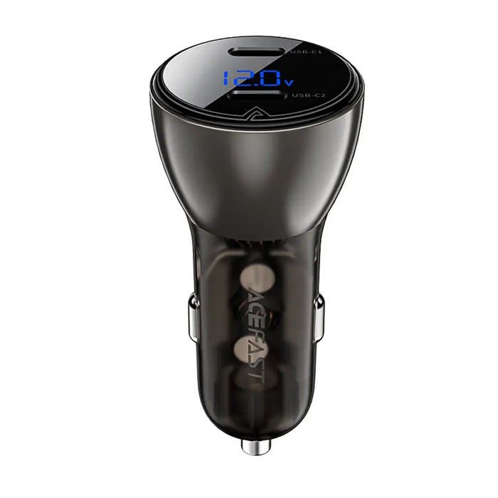 Acefast B10 60W Car Charger (2x USB-C) with Display and Metal Housing - Black - Cell phone USB charger<<<HurtelXML