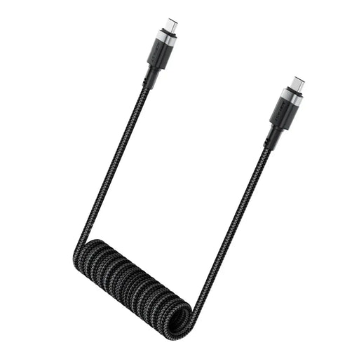 Acefast C14-03 USB-C - USB-C Spring Cable 480Mb/s 3A 1.2m - Black - *Temporary category<<<HurtelXML