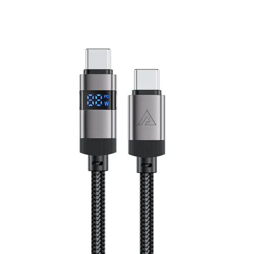 Acefast C15-03 USB-C - USB-C Cable with Display 480Mb/s 60W 1.2m - Black - *Temporary category<<<HurtelXML