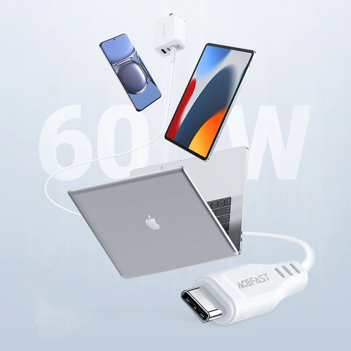 Acefast C3-03 USB-C - USB-C PD QC cable 60W 3A 480Mb/s 1.2m - white - Cell phone cables<<<HurtelXML