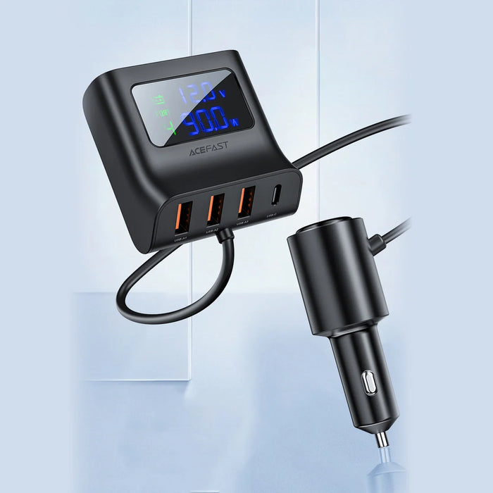 Acefast car charger 90W USB Type C / 3x USB / cigarette lighter socket PPS PD3.0 QC3.0 AFC FCP charging station black