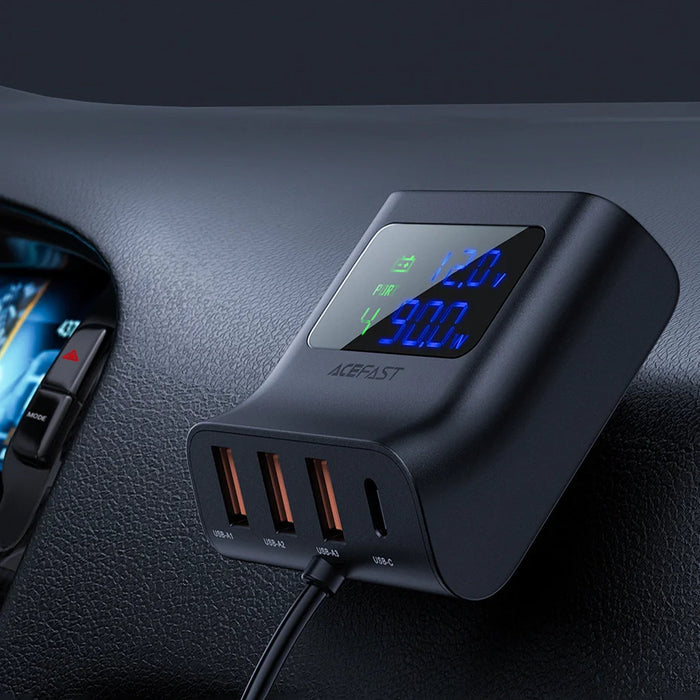 Acefast car charger 90W USB Type C / 3x USB / cigarette lighter socket PPS PD3.0 QC3.0 AFC FCP charging station black