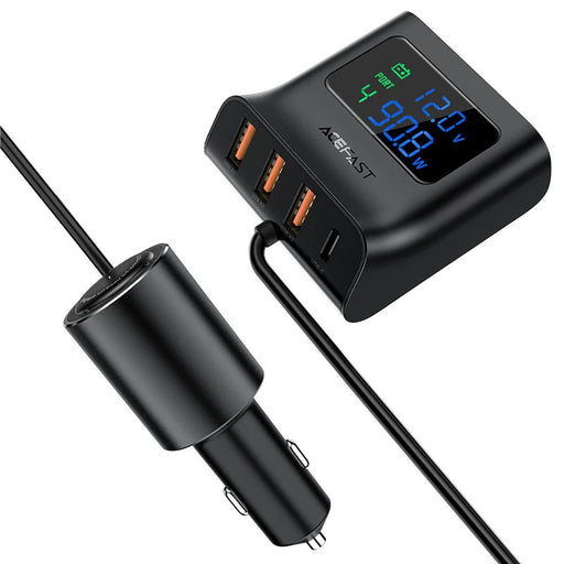 Acefast car charger 90W USB Type C / 3x USB / cigarette lighter socket PPS PD3.0 QC3.0 AFC FCP charging station black