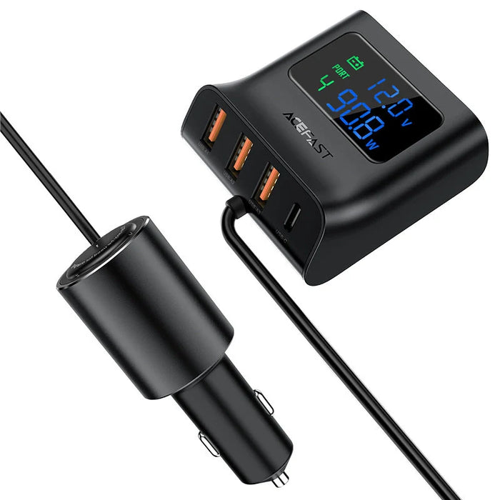 Acefast car charger 90W USB Type C / 3x USB / cigarette lighter socket PPS PD3.0 QC3.0 AFC FCP charging station black