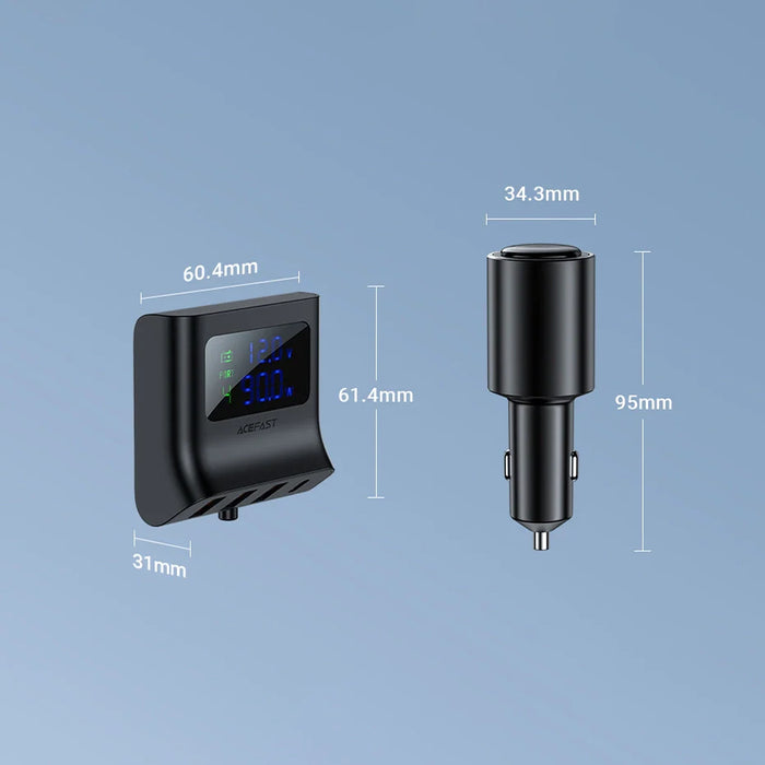 Acefast car charger 90W USB Type C / 3x USB / cigarette lighter socket PPS PD3.0 QC3.0 AFC FCP charging station black