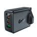 Acefast charger GaN 65W 3 ports (1xUSB 2xUSB C PD) UK plug black (A44) - Cell phone USB charger<<<HurtelXML