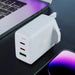 Acefast charger GaN 65W 3 ports (1xUSB 2xUSB C PD) UK plug black (A44) - Cell phone USB charger<<<HurtelXML
