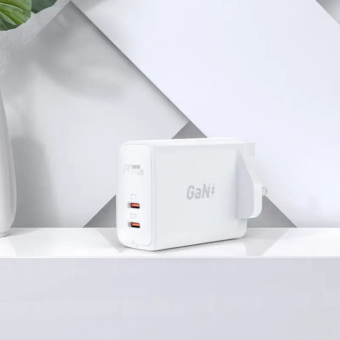 Acefast GaN charger (UK plug) 2x USB Type C 50W Power Delivery PPS Q3 3.0 AFC FCP black (A32 UK) - Cell phone USB